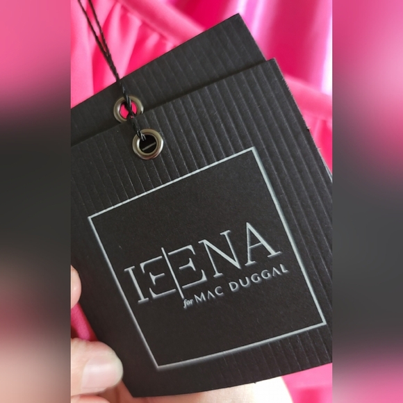 Ieena for Mac Duggal,  Tiered Ruffle Pleated High Neck Gown, HotPink, Size 6,NWT - Picture 13 of 16